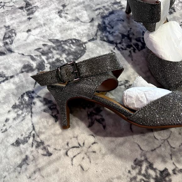 J. RENEE SONCINO HEEL- PEWTER DANCE GLITTER WOMENS SZ 13M - Picture 4 of 7